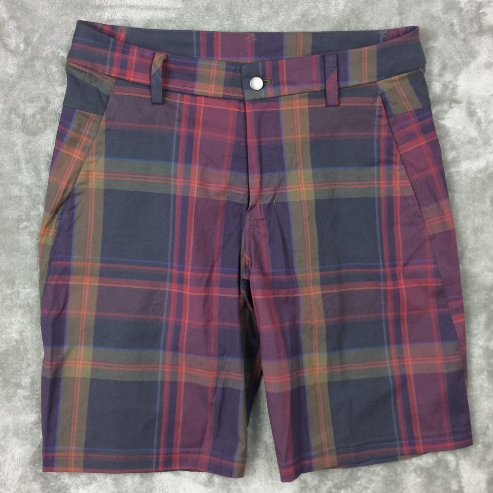 Lululemon Mens 34 Commission Plaid Shorts Flat Front Golf Chino Pockets